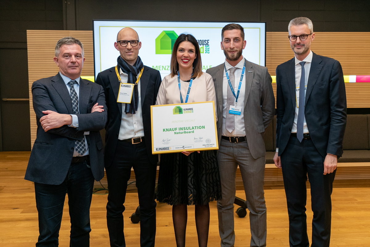 Knauf Insulation è stata premiata con la menzione speciale dalla giuria del concorso Klimahouse Trend 2019 per l’innovazione e la sostenibilità ambientale in edilizia