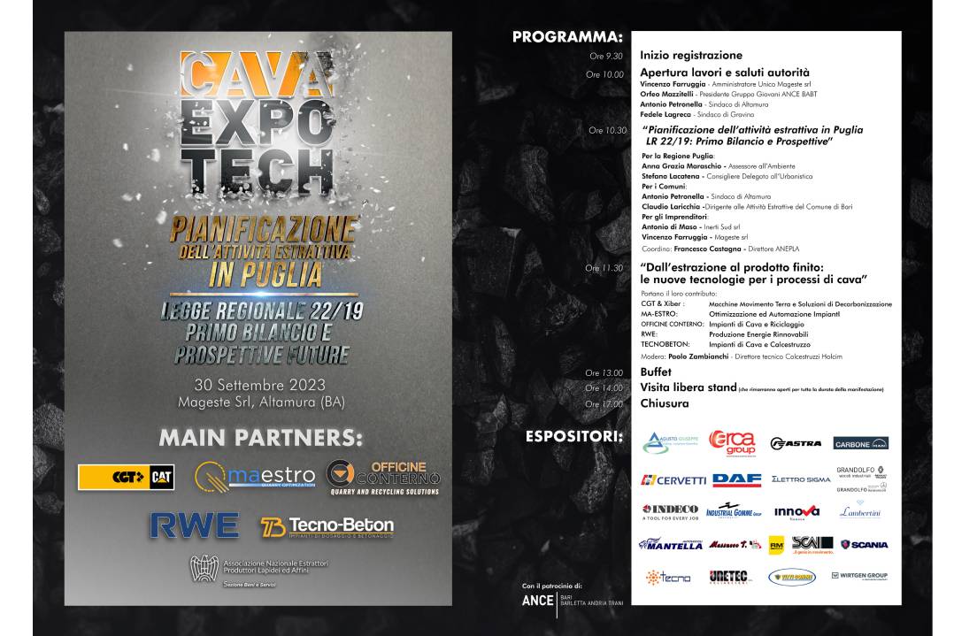CavaExpoTech sabato 30 Settembre 2023, Cave Mageste, Altamura